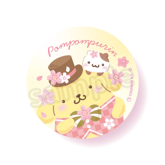 Pompompurin Sparkling Cherry Blossom Can Badge