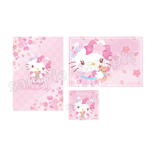 Hello Kitty Sparkling Cherry Blossom Postcard 2 Types & Sticker Set