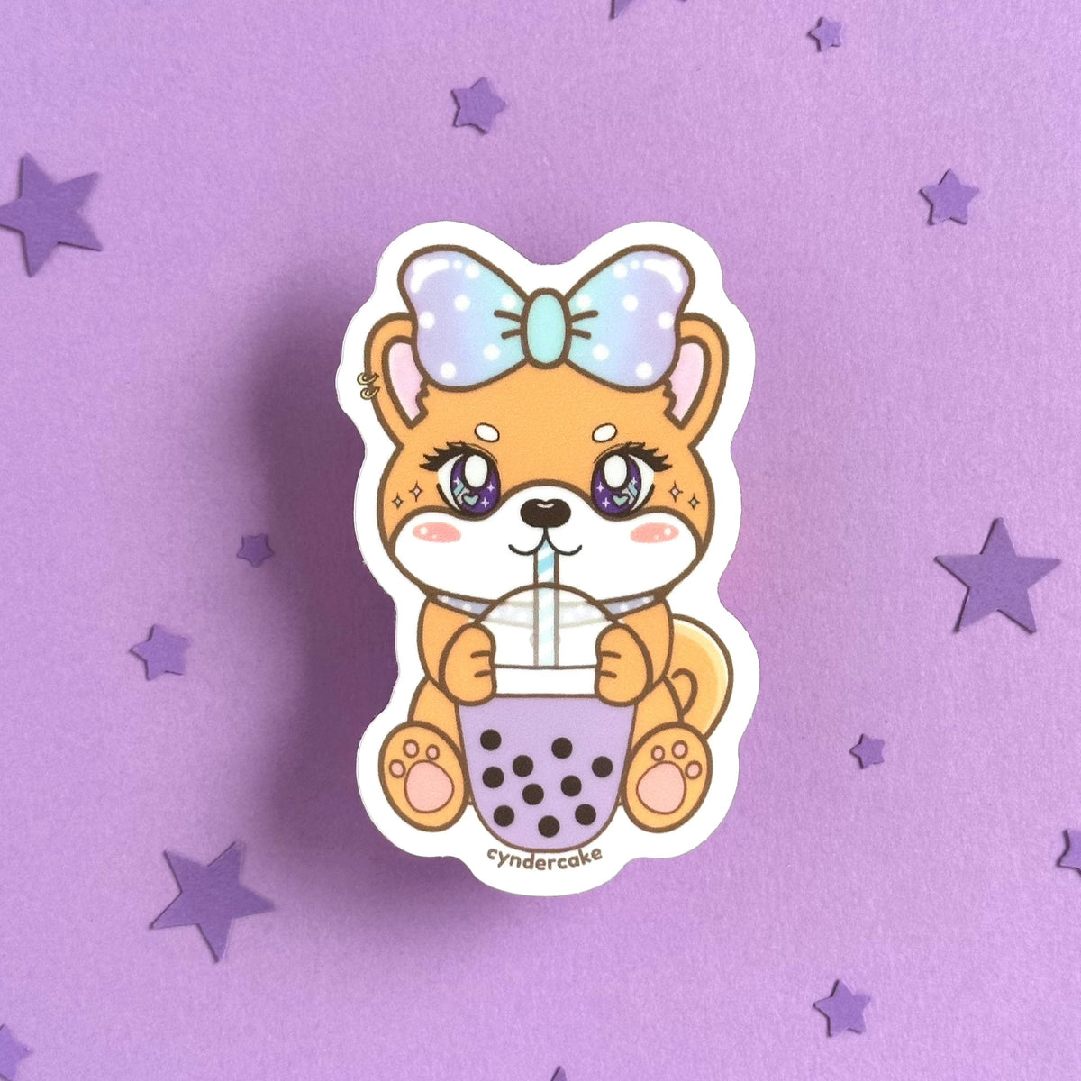 Sticker - Sweetie Shiba Boba (Taro) – Cyndercake