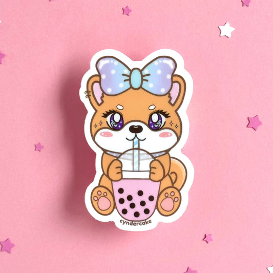 Sticker - Sweetie Shiba Boba (Strawberry)