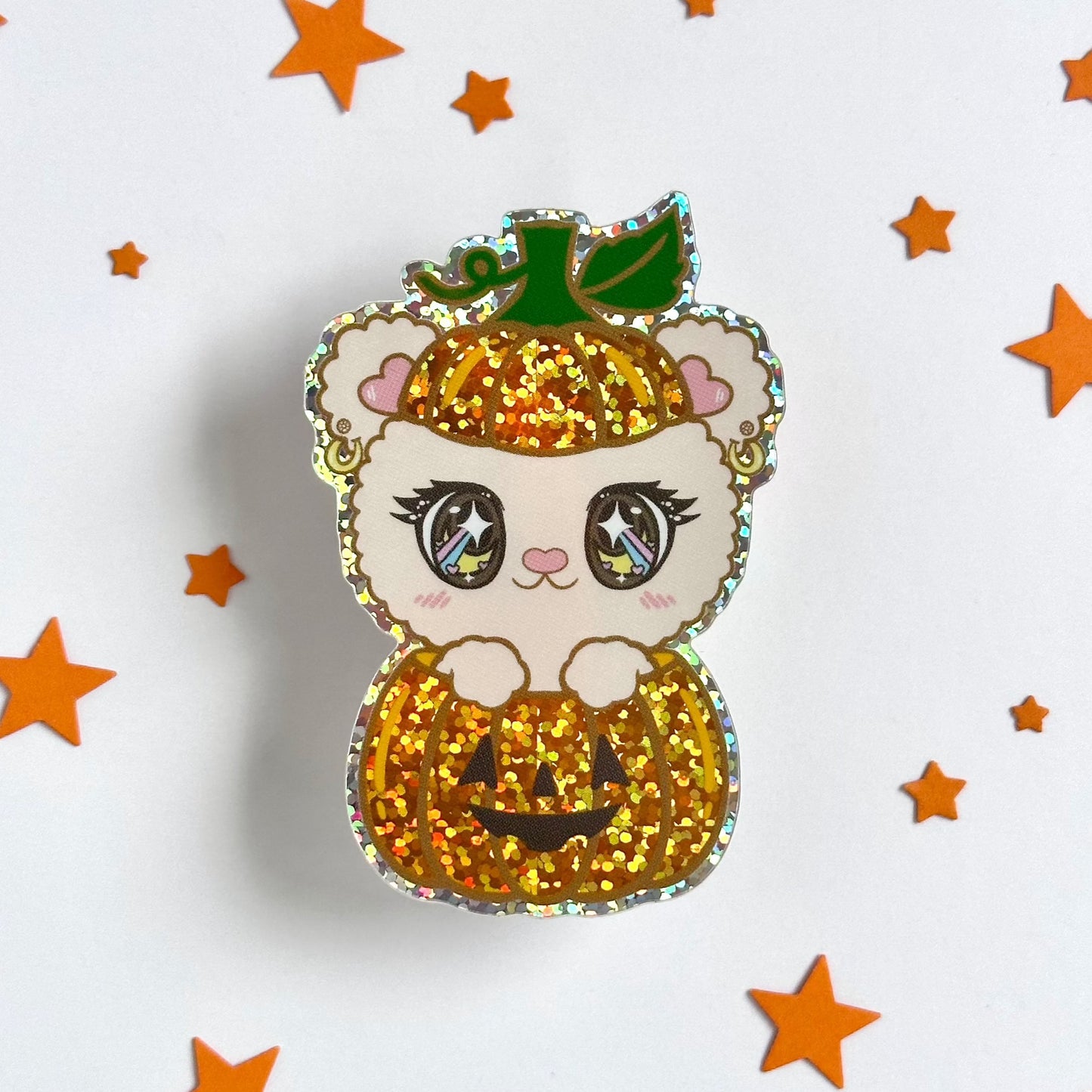 Halloween Sticker - Vivi-Bear Pumpkin (Glitter)