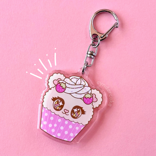 Keychain - Cupcake Vivi-Bear (Pink Strawberry)
