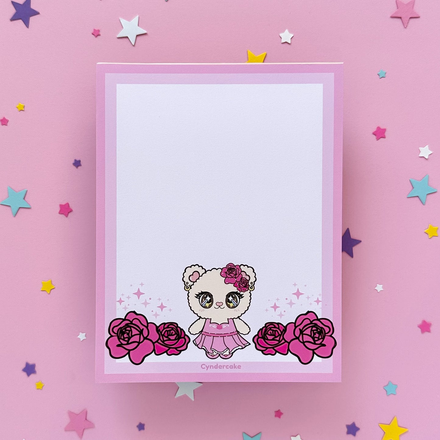 Vivi-Bear Pink Roses Notepad