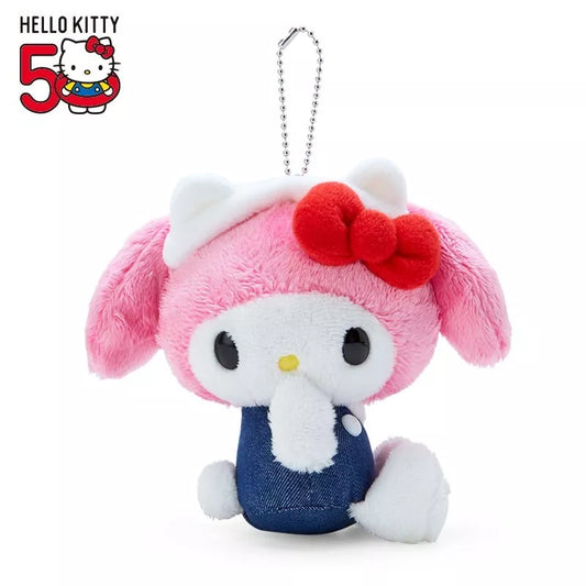 My Melody - Hello Kitty 50th Anniversary Plush Keychain "HELLO EVERYONE!"